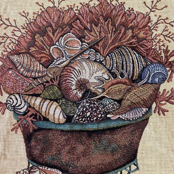 SEASHELL By The Sea Tapestry Wall Hanging w/Wood Rod by Susan Welsh BEACH OCEAN - Picture 2 of 12